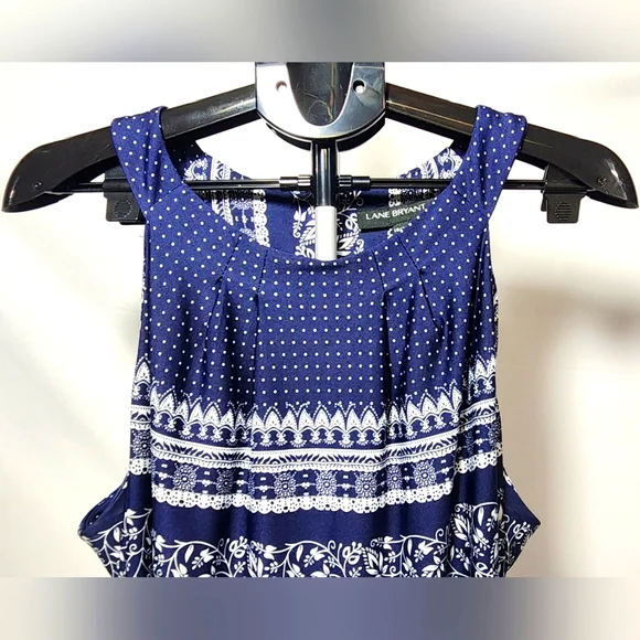 Lane Bryant Blue and White Smocked Maxi Dress-Size 18/20 - Picture 7 of 11